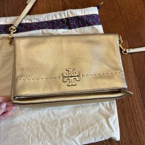 Gold Leather Crossbody Bag